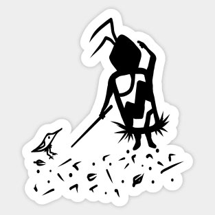 Cute Bird and The Cave Person Sticker